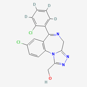 molecular formula C17H12Cl2N4O B580036 {8-氯-6-[2-氯(~2~H_4_)苯基]-4H-[1,2,4]三唑并[4,3-a][1,4]苯并二氮杂卓-1-基}甲醇 CAS No. 145225-01-0