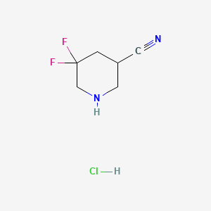 molecular formula C6H9ClF2N2 B580042 5,5-Difluoropiperidine-3-carbonitrilehydrochloride CAS No. 1374657-32-5