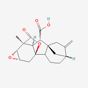 molecular formula C19H22O5 B580051 (1R,5R,8R,9S,10R,11S,12R,14S)-11-methyl-6-methylidene-17-oxo-13,16-dioxahexacyclo[9.4.2.15,8.01,10.02,8.012,14]octadecane-9-carboxylic acid CAS No. 19147-79-6