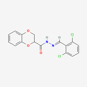 molecular formula C16H12Cl2N2O3 B5800579 N-[(E)-(2,6-dichlorophenyl)methylideneamino]-2,3-dihydro-1,4-benzodioxine-3-carboxamide 