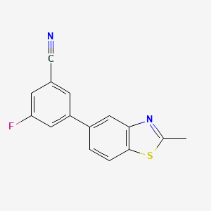 molecular formula C15H9FN2S B580064 3-Fluoro-5-(2-methyl-1,3-benzothiazol-5-yl)benzonitrile CAS No. 1274859-33-4