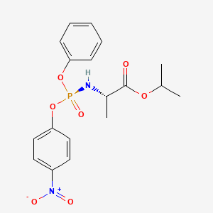 molecular formula C18H21N2O7P B580068 N-[(S)-(4-Nitrophenoxy)phenoxyphosphinyl]-L-alanine 1-Methylethyl ester CAS No. 1256490-31-9