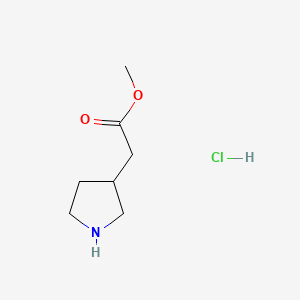 molecular formula C7H14ClNO2 B580069 Methyl 2-(pyrrolidin-3-YL)acetate hydrochloride CAS No. 1126794-67-9