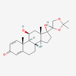 molecular formula C24H34O5 B580073 (8S,9S,10R,11S,13S,14S,17R)-17-[(4R)-2,2-dimethyl-1,3-dioxolan-4-yl]-11,17-dihydroxy-10,13-dimethyl-7,8,9,11,12,14,15,16-octahydro-6H-cyclopenta[a]phenanthren-3-one CAS No. 18089-32-2