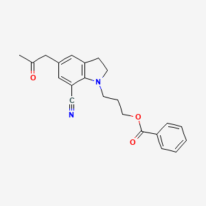 molecular formula C22H22N2O3 B580076 1-[3-(benzoyloxy)propyl]-2,3-dihydro-5-(2-oxopropyl)-1H-Indole-7-carbonitrile CAS No. 350797-57-8