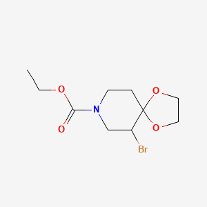 molecular formula C10H16BrNO4 B580083 Ethyl 6-bromo-1,4-dioxa-8-azaspiro[4.5]decane-8-carboxylate CAS No. 160488-61-9