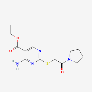 molecular formula C13H18N4O3S B5801010 Ethyl 4-amino-2-{[2-oxo-2-(pyrrolidin-1-yl)ethyl]sulfanyl}pyrimidine-5-carboxylate 