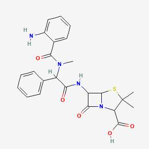 4-Thia-1-azabicyclo[3.2.0]heptane-2-carboxylicacid,6-[2-(o-amino-N-methylbenzamido)-2-phenylacetamido]-3,3-dimethyl-7-oxo-,DL-(8CI)