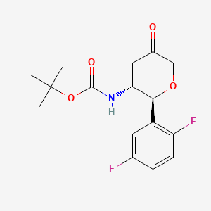 molecular formula C16H19F2NO4 B580128 叔丁基((2S,3R)-2-(2,5-二氟苯基)-5-氧代四氢-2H-吡喃-3-基)氨基甲酸酯 CAS No. 1456616-42-4