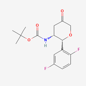 molecular formula C16H19F2NO4 B580130 tert-Butyl ((2R,3R)-2-(2,5-difluorophenyl)-5-oxotetrahydro-2H-pyran-3-yl)carbamate CAS No. 1456616-43-5