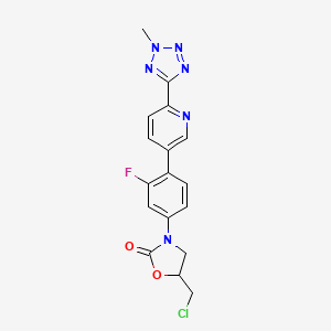 molecular formula C17H14ClFN6O2 B580134 5-(Chloromethyl)-3-[3-fluoro-4-[6-(2-methyltetrazol-5-yl)pyridin-3-yl]phenyl]-1,3-oxazolidin-2-one CAS No. 1239662-46-4