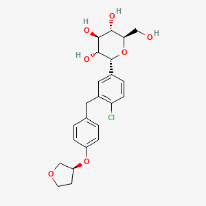 molecular formula C23H27ClO7 B580148 (2R,3R,4R,5S,6R)-2-(4-chloro-3-(4-(((S)-tetrahydrofuran-3-yl)oxy)benzyl)phenyl)-6-(hydroxymethyl)tetrahydro-2H-pyran-3,4,5-triol CAS No. 1620758-33-9