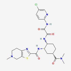 molecular formula C24H30ClN7O4S B580151 Ethanediamide, n1-(5-chloro-2-pyridinyl)-n2-[(1r,2s,4s)-4-[(dimethylamino)carbonyl]-2-[[(4,5,6,7-tetrahydro-5-methylthiazolo[5,4-c]pyridin-2-yl)carbonyl]amino]cyclohexyl]- CAS No. 1255529-25-9