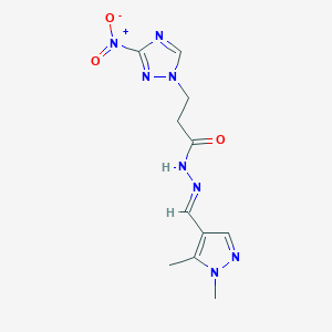 molecular formula C11H14N8O3 B5801743 N-[(E)-1-(1,5-DIMETHYL-1H-PYRAZOL-4-YL)METHYLIDENE]-3-(3-NITRO-1H-1,2,4-TRIAZOL-1-YL)PROPANOHYDRAZIDE 