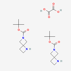 molecular formula C22H38N4O8 B580199 tert-Butyl 1,6-diazaspiro[3.3]heptane-6-carboxylate oxalate(2:1) CAS No. 1431868-60-8