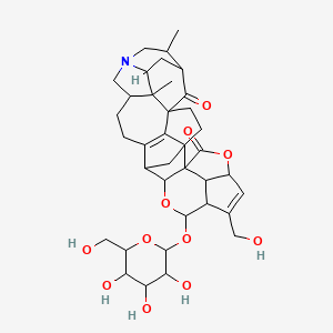 10-(Hydroxymethyl)-23,27-dimethyl-12-[3,4,5-trihydroxy-6-(hydroxymethyl)oxan-2-yl]oxy-7,13-dioxa-21-azadecacyclo[14.11.1.11,24.14,15.15,8.04,28.05,14.019,27.021,26.011,31]hentriaconta-9,16(28)-diene-6,29-dione