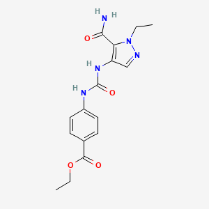 molecular formula C16H19N5O4 B5802610 ethyl 4-[({[5-(aminocarbonyl)-1-ethyl-1H-pyrazol-4-yl]amino}carbonyl)amino]benzoate 