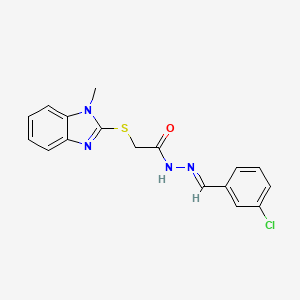 molecular formula C17H15ClN4OS B5803067 N'-(3-CHLOROBENZYLIDENE)-2-((1-METHYL-1H-BENZIMIDAZOL-2-YL)THIO)ACETOHYDRAZIDE 