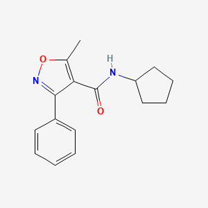 molecular formula C16H18N2O2 B5803164 N-cyclopentyl-5-methyl-3-phenyl-1,2-oxazole-4-carboxamide 