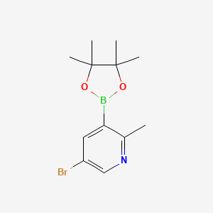 molecular formula C12H17BBrNO2 B580325 5-Bromo-2-methyl-3-(4,4,5,5-tetramethyl-1,3,2-dioxaborolan-2-yl)pyridine CAS No. 1256360-43-6