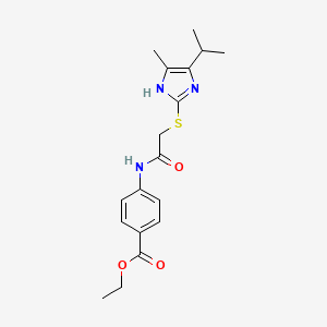 molecular formula C18H23N3O3S B5803309 ETHYL 4-(2-{[4-METHYL-5-(PROPAN-2-YL)-1H-IMIDAZOL-2-YL]SULFANYL}ACETAMIDO)BENZOATE 