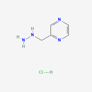 molecular formula C5H9ClN4 B580336 盐酸2-(肼基甲基)吡嗪 CAS No. 1263285-94-4