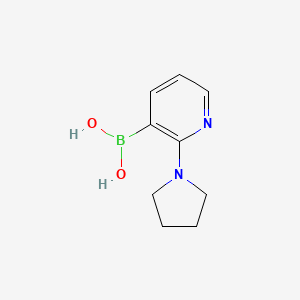 molecular formula C9H13BN2O2 B580337 2-(Pyrrolidin-1-yl)pyridine-3-boronic acid CAS No. 1257648-75-1