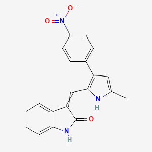 molecular formula C20H15N3O3 B580341 (Z)-3-((5-methyl-3-(4-nitrophenyl)-1H-pyrrol-2-yl)methylene)indolin-2-one CAS No. 1312226-28-0