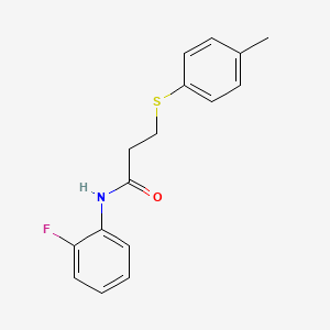 molecular formula C16H16FNOS B5803420 N-(2-fluorophenyl)-3-[(4-methylphenyl)sulfanyl]propanamide 