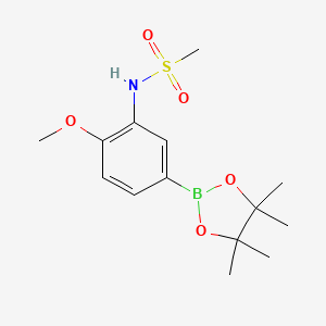 molecular formula C14H22BNO5S B580344 N-(2-Methoxy-5-(4,4,5,5-tetramethyl-1,3,2-dioxaborolan-2-yl)phenyl)methanesulfonamide CAS No. 1256360-27-6