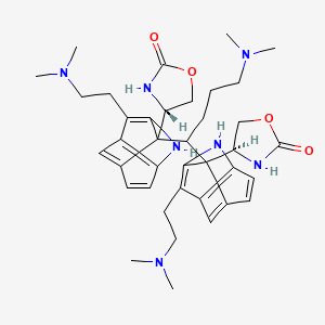 molecular formula C38H53N7O4 B580352 (4S)-4-[10-[4-(dimethylamino)-1-[9-[2-(dimethylamino)ethyl]-10-[(4S)-2-oxo-1,3-oxazolidin-4-yl]-2-azatricyclo[4.3.1.03,8]deca-1(9),3(8),4,6-tetraen-10-yl]butyl]-9-[2-(dimethylamino)ethyl]-2-azatricyclo[4.3.1.03,8]deca-1(9),3(8),4,6-tetraen-10-yl]-1,3-oxazolidin-2-one CAS No. 1350928-05-0