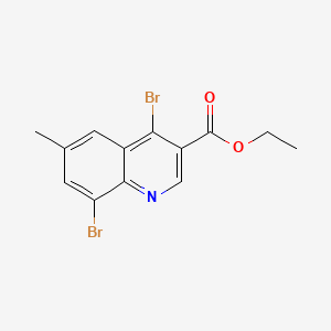 molecular formula C13H11Br2NO2 B580365 Ethyl 4,8-dibromo-6-methylquinoline-3-carboxylate CAS No. 1242260-25-8