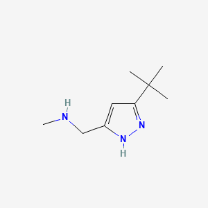 molecular formula C9H17N3 B580375 1-(3-tert-butyl-1H-pyrazol-5-yl)-N-methylmethanamine CAS No. 1232137-17-5