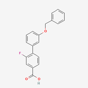 molecular formula C20H15FO3 B580381 3'-(Benzyloxy)-2-fluoro-[1,1'-biphenyl]-4-carboxylic acid CAS No. 1261912-21-3