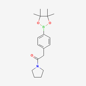 molecular formula C18H26BNO3 B580403 1-(Pyrrolidin-1-yl)-2-(4-(4,4,5,5-tetramethyl-1,3,2-dioxaborolan-2-yl)phenyl)ethanone CAS No. 1256359-85-9