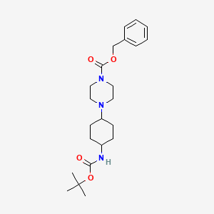 molecular formula C23H35N3O4 B580416 Benzyl 4-(4-((tert-butoxycarbonyl)amino)cyclohexyl)piperazine-1-carboxylate CAS No. 1248730-88-2