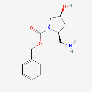 molecular formula C13H18N2O3 B580421 (2S,4S)-benzyl 2-(aminomethyl)-4-hydroxypyrrolidine-1-carboxylate CAS No. 1229421-27-5