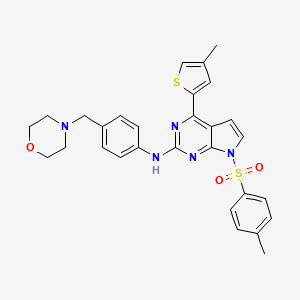 molecular formula C29H29N5O3S2 B580427 4-(4-methylthiophen-2-yl)-N-(4-(morpholinomethyl)phenyl)-7-tosyl-7H-pyrrolo[2,3-d]pyrimidin-2-amine CAS No. 1245648-55-8