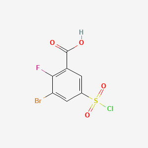 molecular formula C7H3BrClFO4S B580431 3-Bromo-2-fluoro-5-(chlorosulfonyl)benzoic acid CAS No. 1242339-96-3