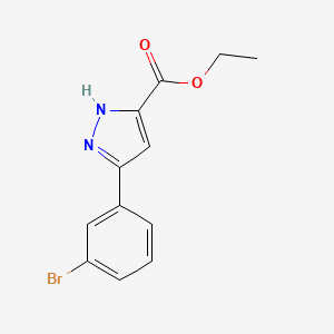 molecular formula C12H11BrN2O2 B580433 Ethyl 5-(3-bromophenyl)-1H-pyrazole-3-carboxylate CAS No. 1326811-82-8