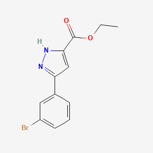 molecular formula C12H11BrN2O2 B580433 Ethyl 3-(3-bromophenyl)-1H-pyrazole-5-carboxylate CAS No. 1326811-82-8