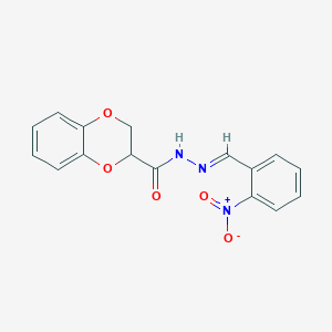 molecular formula C16H13N3O5 B5804377 N'-[(E)-(2-NITROPHENYL)METHYLIDENE]-2,3-DIHYDRO-1,4-BENZODIOXINE-2-CARBOHYDRAZIDE 