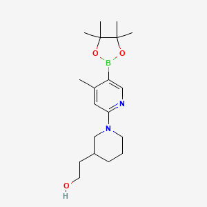 molecular formula C19H31BN2O3 B580440 2-(1-(4-Methyl-5-(4,4,5,5-tetramethyl-1,3,2-dioxaborolan-2-yl)pyridin-2-yl)piperidin-3-yl)ethanol CAS No. 1356363-80-8