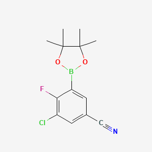 molecular formula C13H14BClFNO2 B580477 3-Chloro-4-fluoro-5-(4,4,5,5-tetramethyl-1,3,2-dioxaborolan-2-yl)benzonitrile CAS No. 1218790-15-8