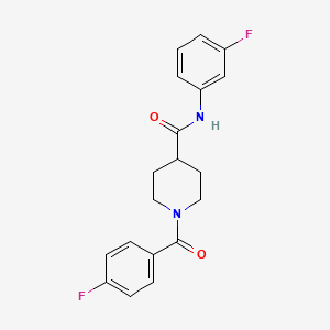 molecular formula C19H18F2N2O2 B5805001 N-(3-fluorophenyl)-1-[(4-fluorophenyl)carbonyl]piperidine-4-carboxamide 