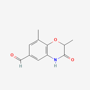 molecular formula C11H11NO3 B580533 2,8-Dimethyl-3-oxo-3,4-dihydro-2H-benzo[b][1,4]oxazine-6-carbaldehyde CAS No. 1246081-94-6