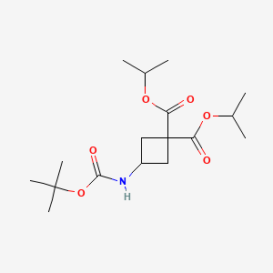 molecular formula C17H29NO6 B580552 3-Tert-butoxycarbonylamino-cyclobutane-1,1-dicarboxylic acid diisopropyl ester CAS No. 1363382-20-0
