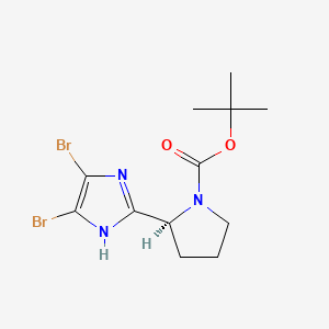 molecular formula C12H17Br2N3O2 B580555 (S)-叔丁基 2-(4,5-二溴-1H-咪唑-2-基)吡咯烷-1-羧酸酯 CAS No. 1240893-76-8