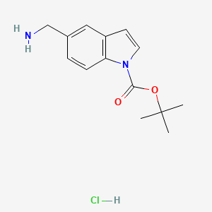 molecular formula C14H19ClN2O2 B580561 tert-Butyl 5-(aminomethyl)-1H-indole-1-carboxylate hydrochloride CAS No. 1390654-71-3