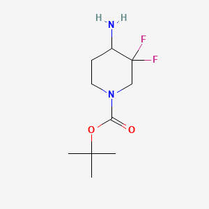 molecular formula C10H18F2N2O2 B580564 叔丁基 4-氨基-3,3-二氟哌啶-1-羧酸酯 CAS No. 1255666-48-8